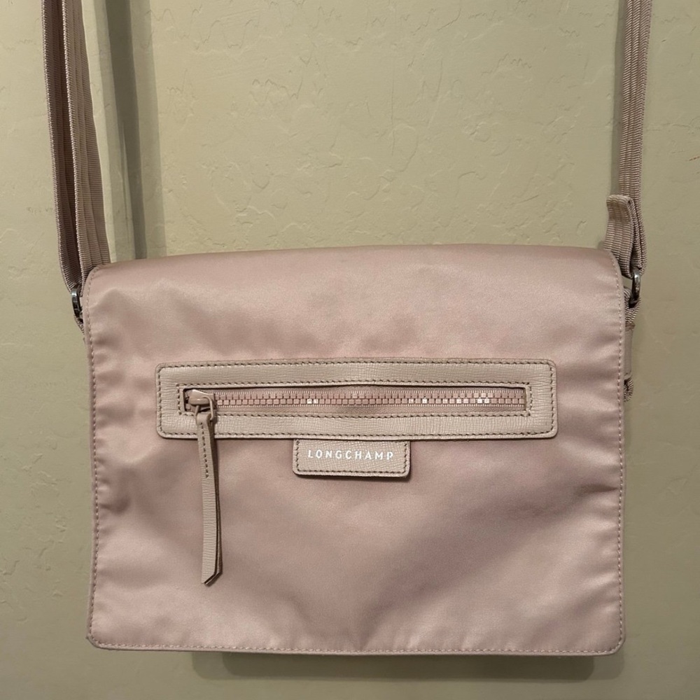 LONGCHAMP Nude Rose "Le Pliage" Flap Crossbody Bag